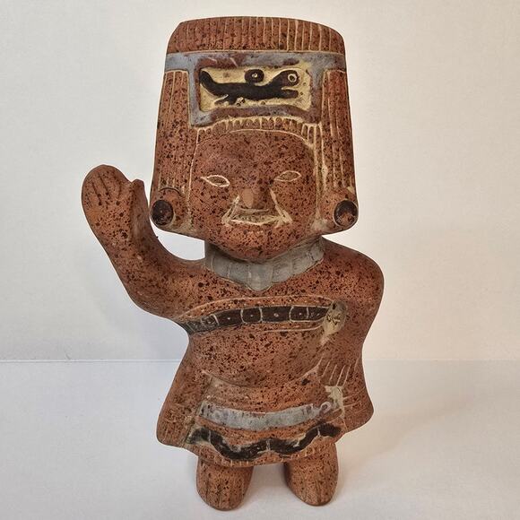 Terracotta Statue Mexican Folk Art Mayan Aztec Figure Clay Tribal Fertility - Picture 1 of 7